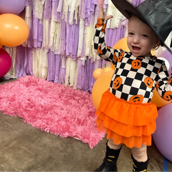 Dream big little co Halloween pumpkin checker tutu bodysuit - Picture 5 of 7